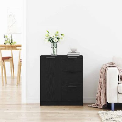 Sivupöytä laatikon kanssa Musta 60 x 30 x 70 cm Tekninen puu