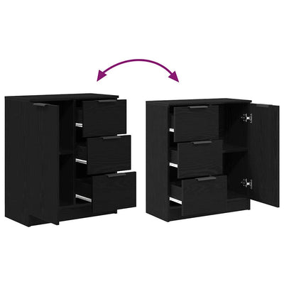 Sivupöytä laatikon kanssa Musta 60 x 30 x 70 cm Tekninen puu