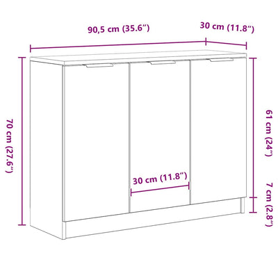 Sivupöytä Musta 90.5 x 30 x 70 cm Tekninen puu