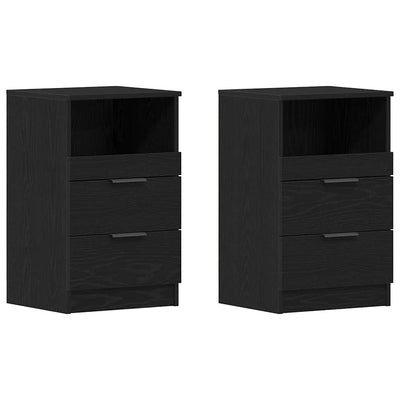 Yöpöytäkaappi 2 pcs Musta tammi 40 x 35 x 65 cm Tekninen puu