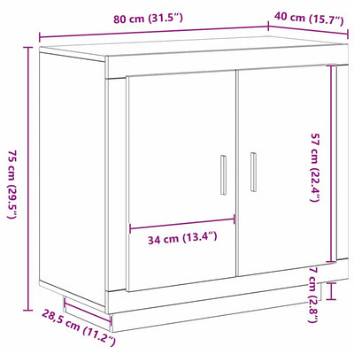 Sivupöytä Musta 80 x 40 x 75 cm Tekninen puu