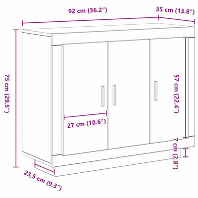 Sivupöytä Musta 92 x 35 x 75 cm Tekninen puu