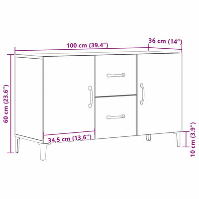 Sivupöytä laatikon kanssa Musta 100 x 36 x 60 cm Tekninen puu