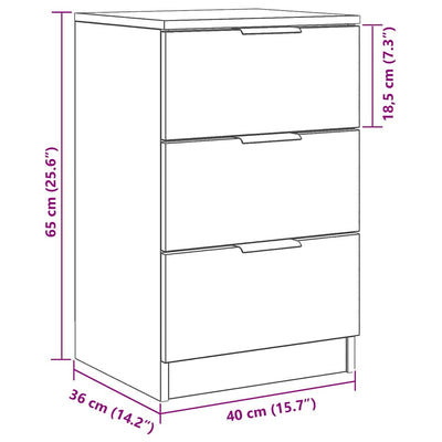 Musta tammi yöpöytäkaappi Gyongvike 40x65x65cm (2 pcs puinen)