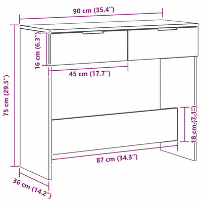 Musta tammi konsolipöytä Zanov 90x36x75cm (puinen)