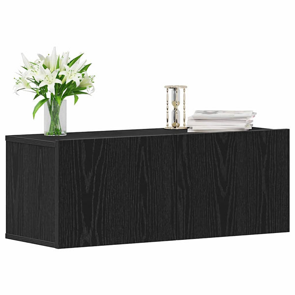 TV-kaappi 2 pcs Musta tammi. 80 x 30 x 30 cm Tekninen puu