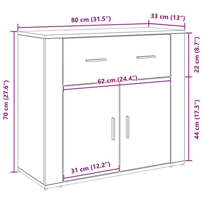 Sivuhuonekalu Musta tammi. 80 x 33 x 70 cm Tekninen puu