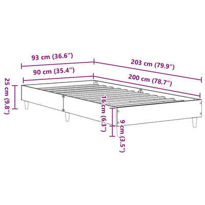 Sängyn runko Musta tammi 90 x 200 cm Tekninen puu