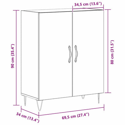 Sivupöytä Musta tammi 69.5 x 34 x 90 cm Tekninen puu