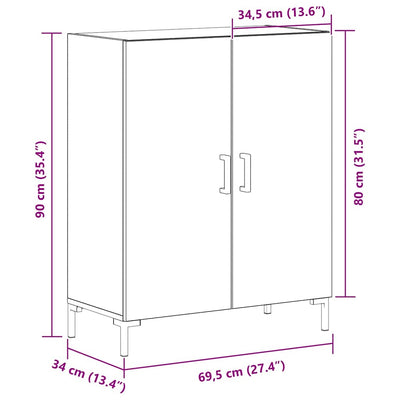 Sivukaappi Musta tammi. 69.5 x 34 x 90 cm Tekninen puu