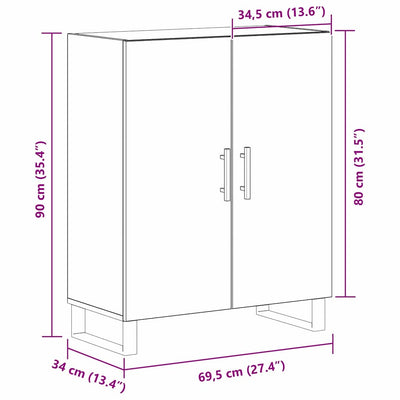 Sivupöytä Musta tammi 69.5 x 34 x 90 cm Tekninen puu