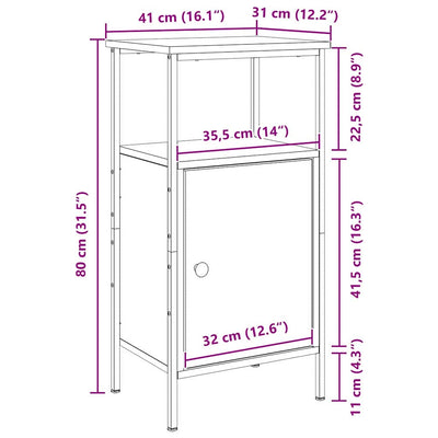 Musta tammi yöpöytäkaappi Bibart 41x31x80cm (puinen)