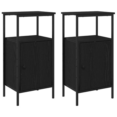 Yöpöytäkaappi 2 pcs Musta tammi 41 x 31 x 80 cm Tekninen puu