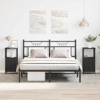 Yöpöytä laatikon kanssa 2 pcs Musta tammi 34 x 35.5 x 70 cm