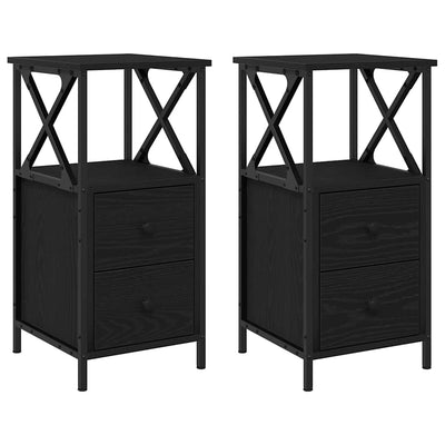 Yöpöytä laatikon kanssa 2 pcs Musta tammi 34 x 35.5 x 70 cm