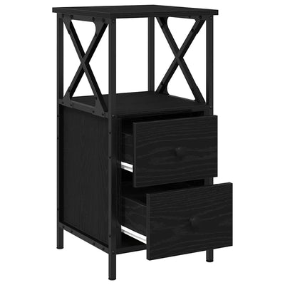 Yöpöytä laatikon kanssa 2 pcs Musta tammi 34 x 35.5 x 70 cm