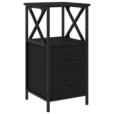 Yöpöytä laatikon kanssa 2 pcs Musta tammi 34 x 35.5 x 70 cm