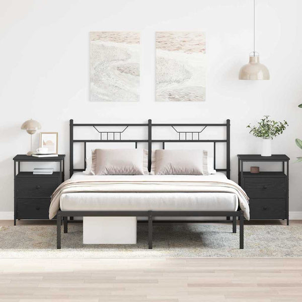 Yöpöytä laatikon kanssa 2 pcs Musta tammi 44 x 45 x 60 cm