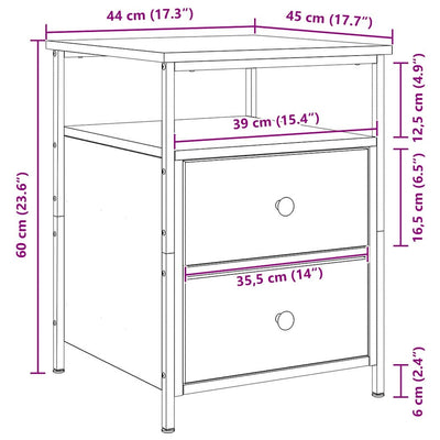 Musta tammi yöpöytä laatikon kanssa Somna 44x45x60cm (2 pcs)