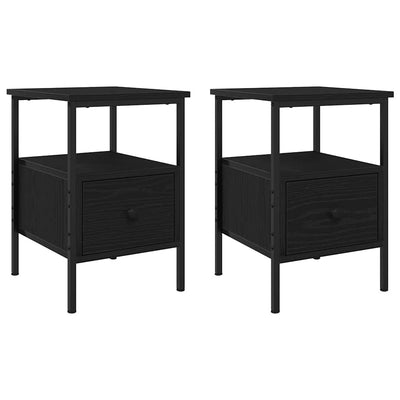 Yöpöytä laatikon kanssa 2 pcs Musta tammi 34 x 36 x 50 cm