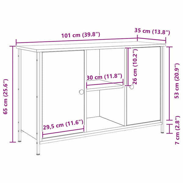 TV-tasosetti Vanha Puu 101 x 35 x 65 cm Tekninen puu