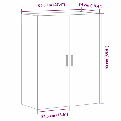 Seinälle asennettava kaappi Musta tammi 69.5 x 34 x 90 cm