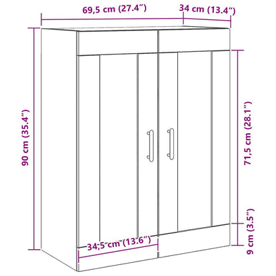 Seinälle asennettava kaappi Musta tammi 69.5 x 34 x 90 cm