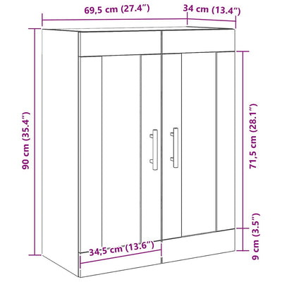 Seinälle asennettava kaappi Musta tammi 69.5 x 34 x 90 cm