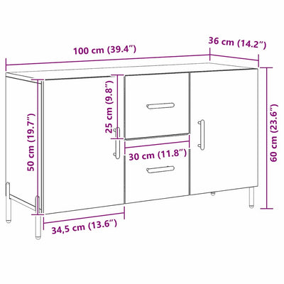 Sivupöytä Musta tammi 100 x 36 x 60 cm Tekninen puu