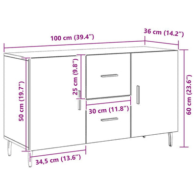 Sivupöytä Musta tammi 100 x 36 x 60 cm Tekninen puu