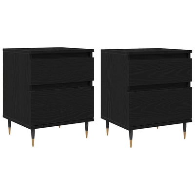 Yöpöytäkaappi laatikon kanssa 2 pcs Musta tammi