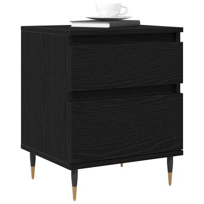 Yöpöytäkaappi laatikon kanssa 2 pcs Musta tammi