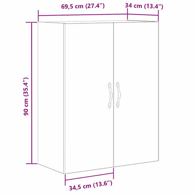 Seinälle Kiinnitettävä Kaappi Musta tammi 69.5 x 34 x 180 cm