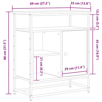 Sivupöytä Vanha puu 69 x 35 x 80 cm Tekninen puu