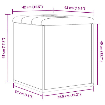 Säilytyspenkki ovella Musta tammi 42 x 42 x 45 cm Tekninen puu
