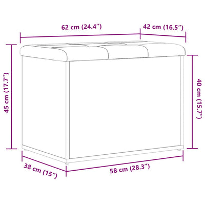 Säilytyspenkki ovella Musta tammi 62 x 42 x 45 cm Tekninen puu