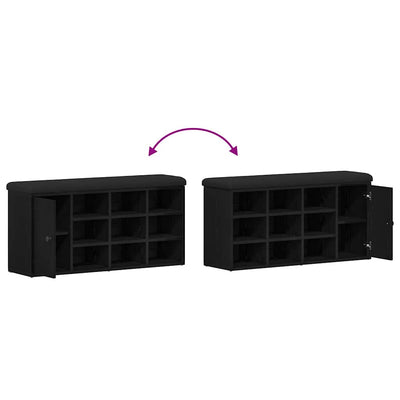 Kenkäpenkki laatikon kanssa Musta 100 x 30 x 48 cm Tekninen puu