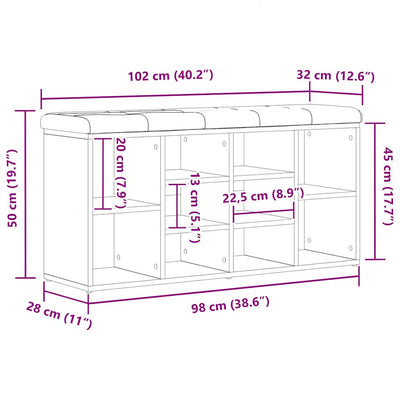 Kenkäpenkki säilytystilassa Musta 100 x 30 x 48 cm Tekninen puu
