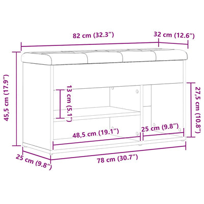 Kenkäpenkki säilytystilassa Musta 80 x 30 x 45 cm Tekninen puu