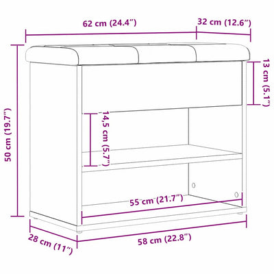 Kenkäpenkki säilytystilassa Musta 60 x 30 x 48 cm Tekninen puu