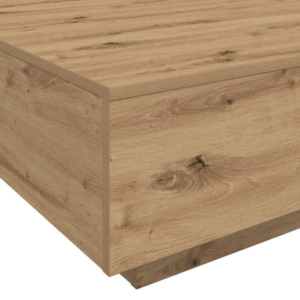 Kahvipöytä LED-nauhoilla Artisaanitammi 100 x 100 x 31 cm