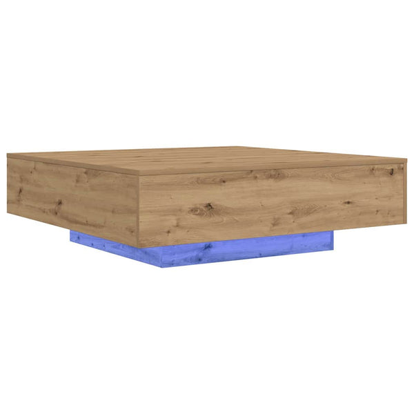 Kahvipöytä LED-nauhoilla Artisaanitammi 100 x 100 x 31 cm