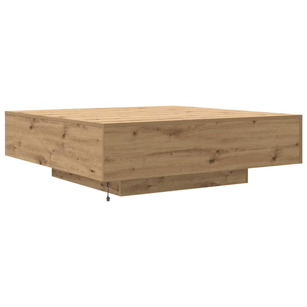 Kahvipöytä LED-nauhoilla Artisaanitammi 100 x 100 x 31 cm