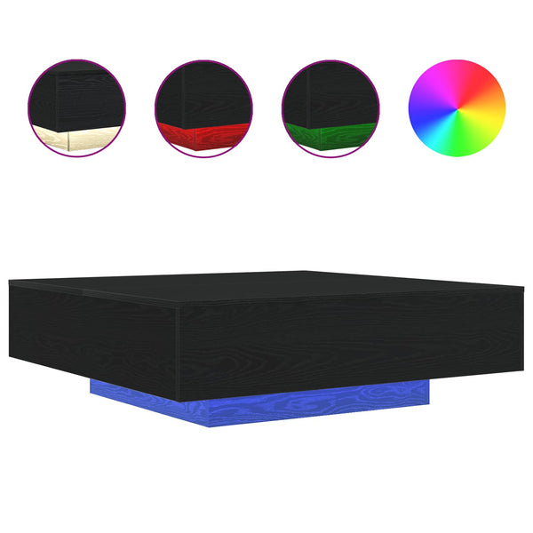Kahvipöytä LED-nauhoilla Musta tammi 100 x 100 x 31 cm