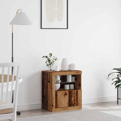 Sivupöytä LED -nauhavalot Ruskea 60.5 x 37 x 67 cm Tekninen puu