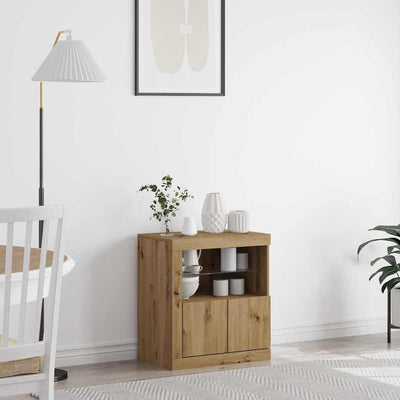 Ruskea sivupöytä led -nauhavalot Lazlo 60.5x37x67cm (puinen)