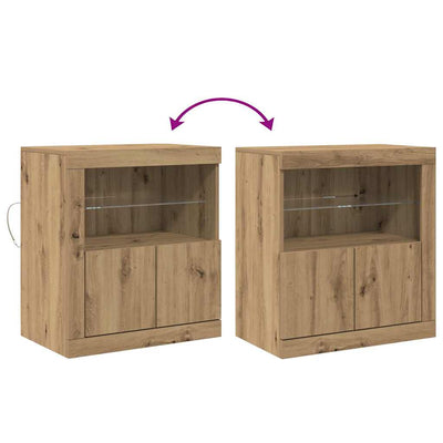 Ruskea sivupöytä led -nauhavalot Lazlo 60.5x37x67cm (puinen)