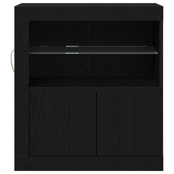 Sivupöytä LED -nauhavalot Musta 60.5 x 37 x 67 cm Tekninen puu