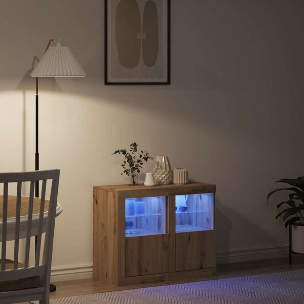 LED-pöytätaso 2 kpl 41 x 37 x 67 cm Tekninen puu Artisan tammi