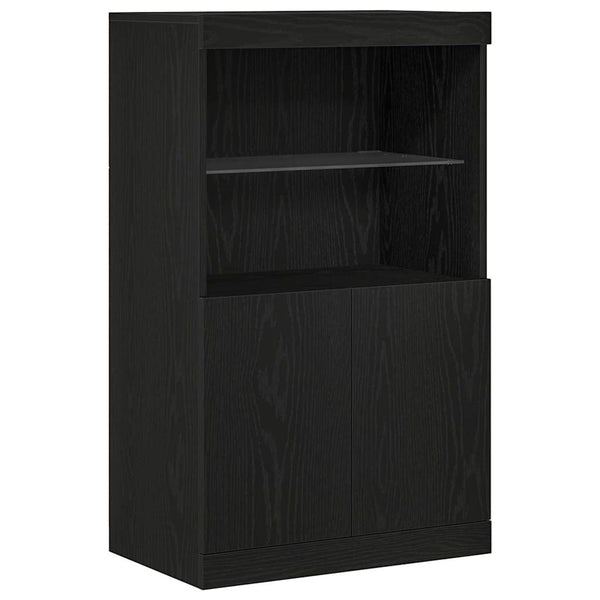 Sivupöytä LED -nauhavalot Musta 60 x 37 x 100 cm Tekninen puu